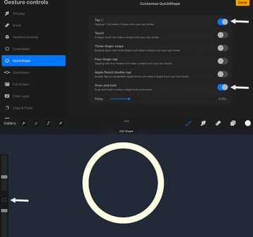 How to customize Quick Shape to edit a Perfect Circle